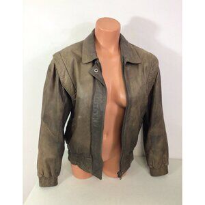 Raffaelo Vintage Leather Bomber Jacket Y2K Coat Womens Small